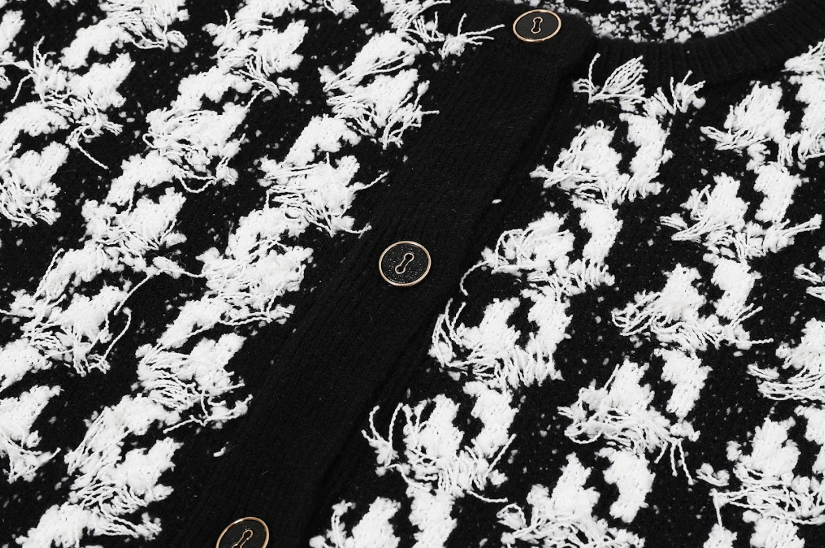 Carrie Houndstooth Knit Cardigan