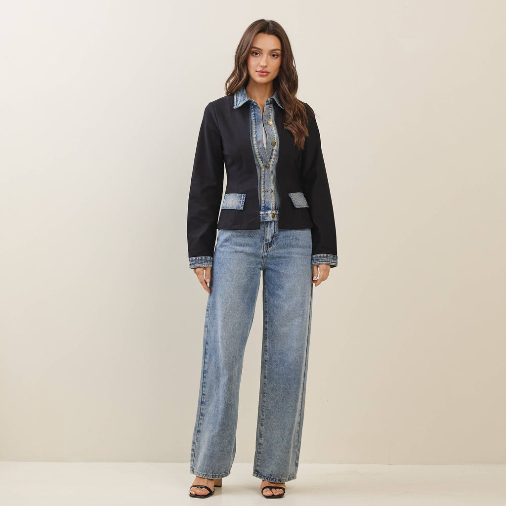 Denim trim jacket