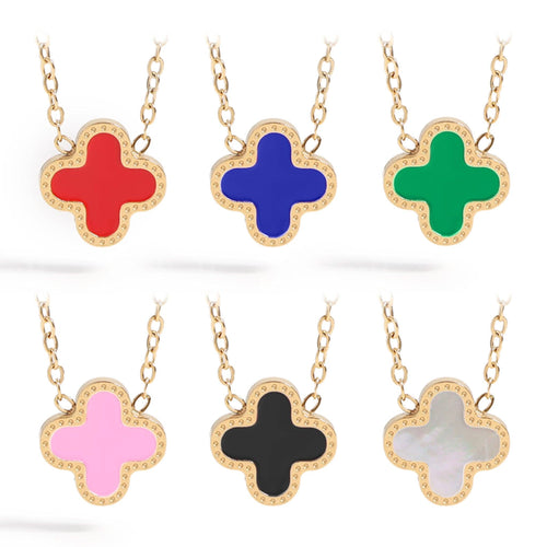 18K Gold PVD Stainless Steel Lucky Clover Charm Necklace