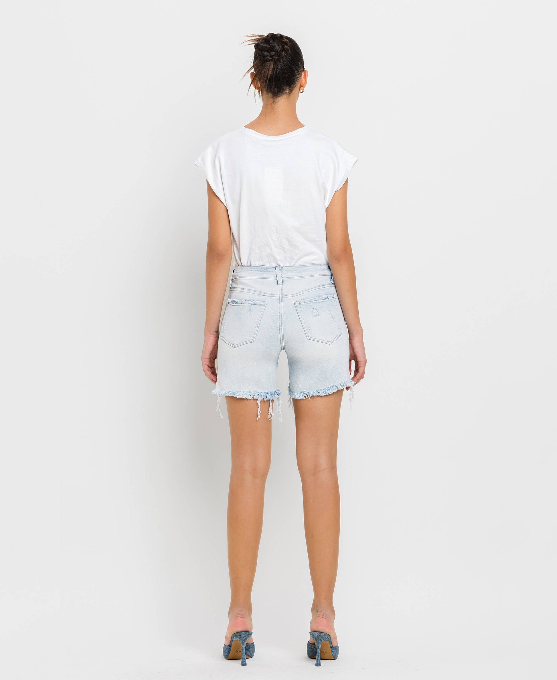 VERVET MID RISE DISTRESSED STRETCH SHORTS APPRECIATION