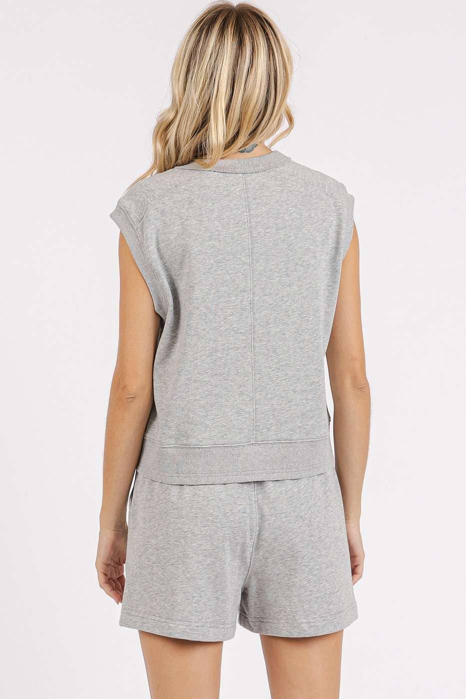FRENCH TERRY CREW NECK TOP AND SHORTS SET