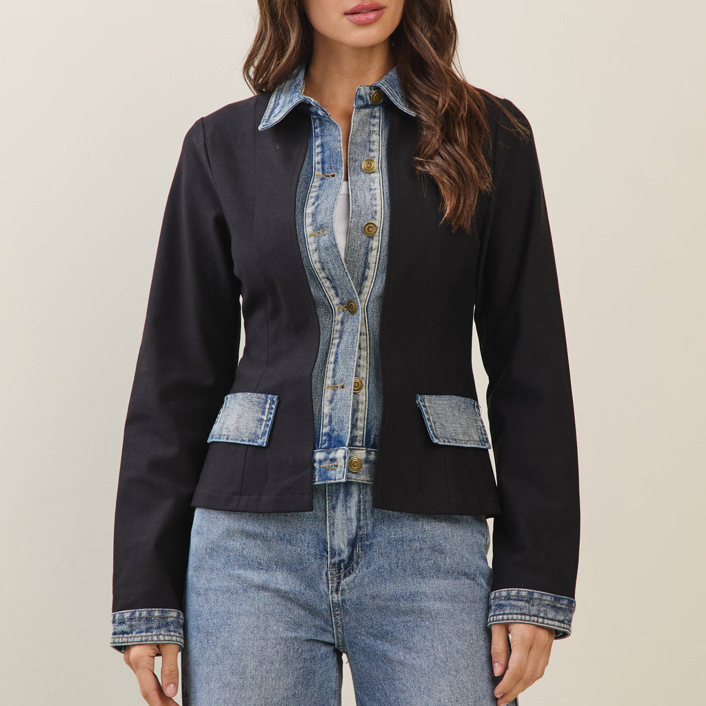 Denim trim jacket