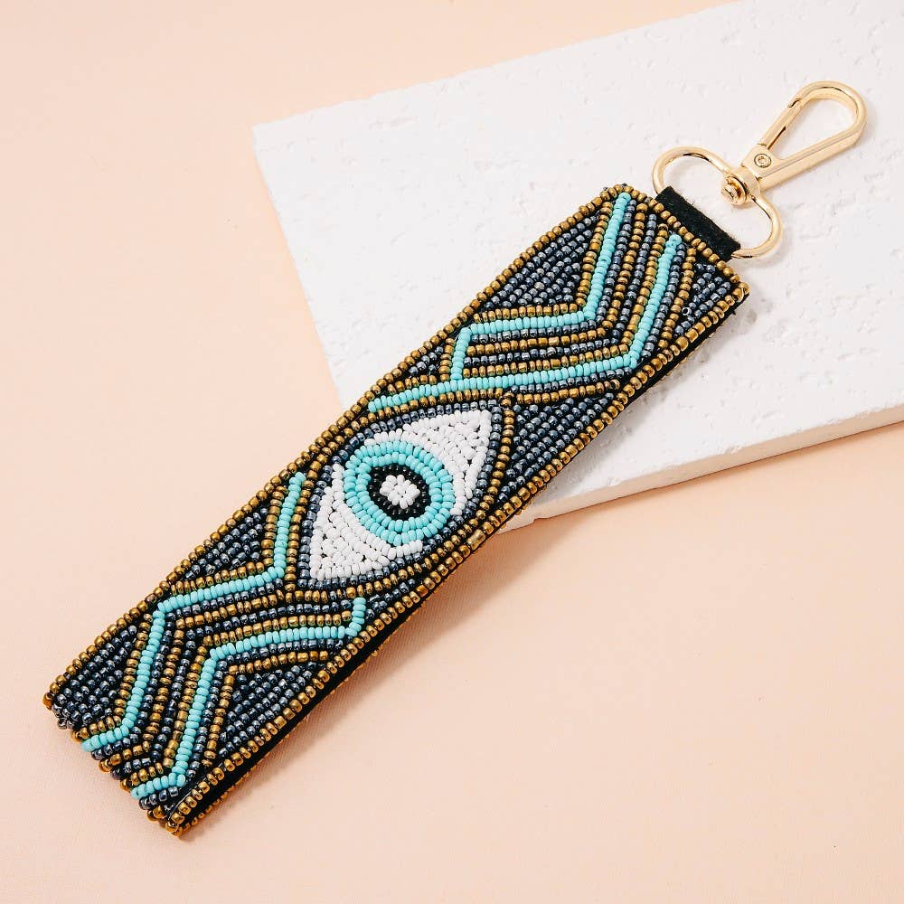Boho Evil Eye Beaded Keychain