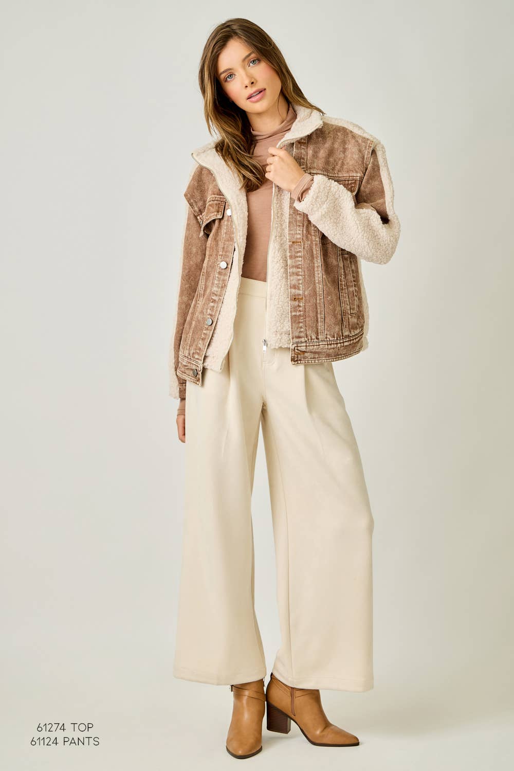 Denim Mixed Sherpa Jacket