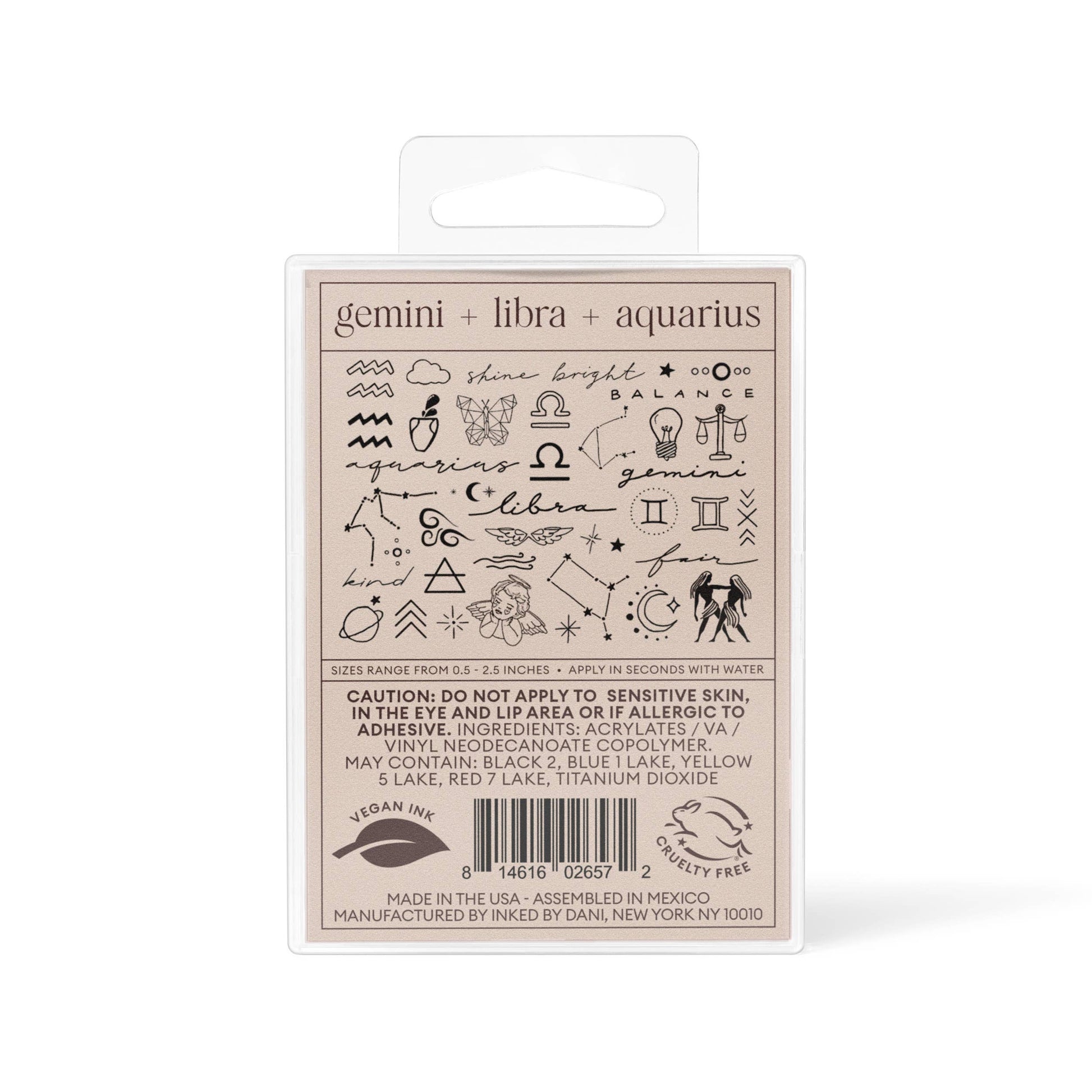 Ink'd Zodiac Collection: Air Signs Temporary Tattoo Pack