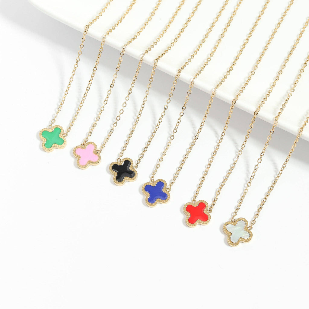 18K Gold PVD Stainless Steel Lucky Clover Charm Necklace