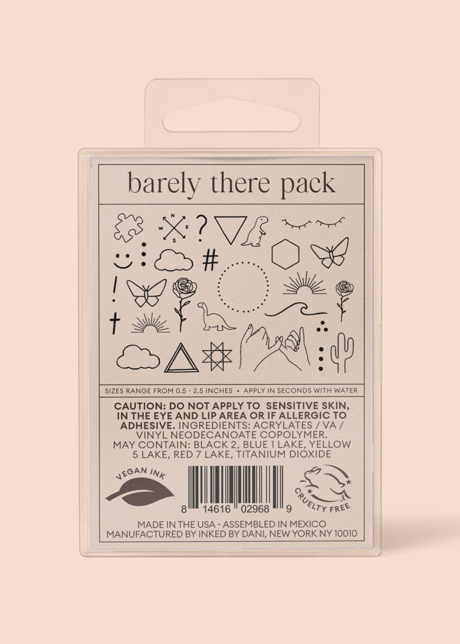 Ink'd Barely There Temporary Tattoo Pack