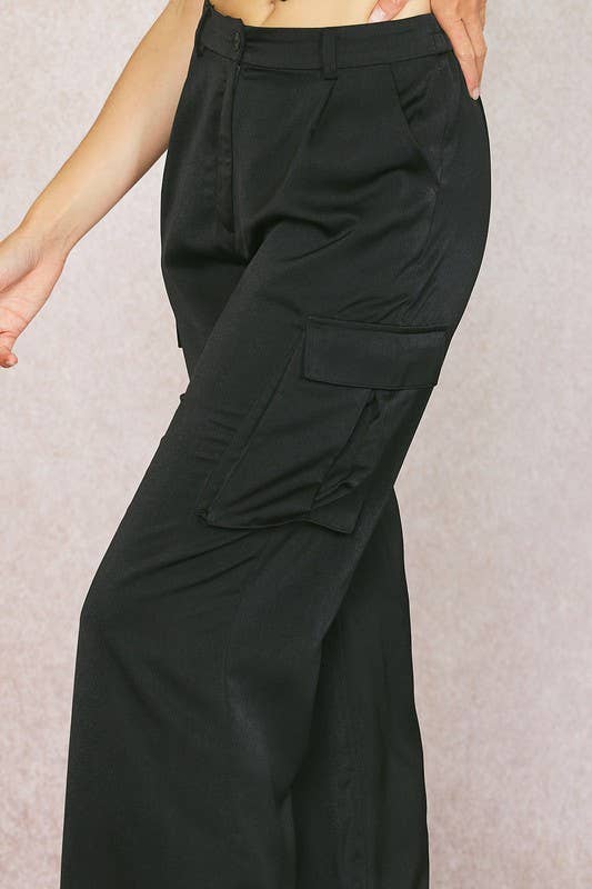 Harper Satin Cargo Pants
