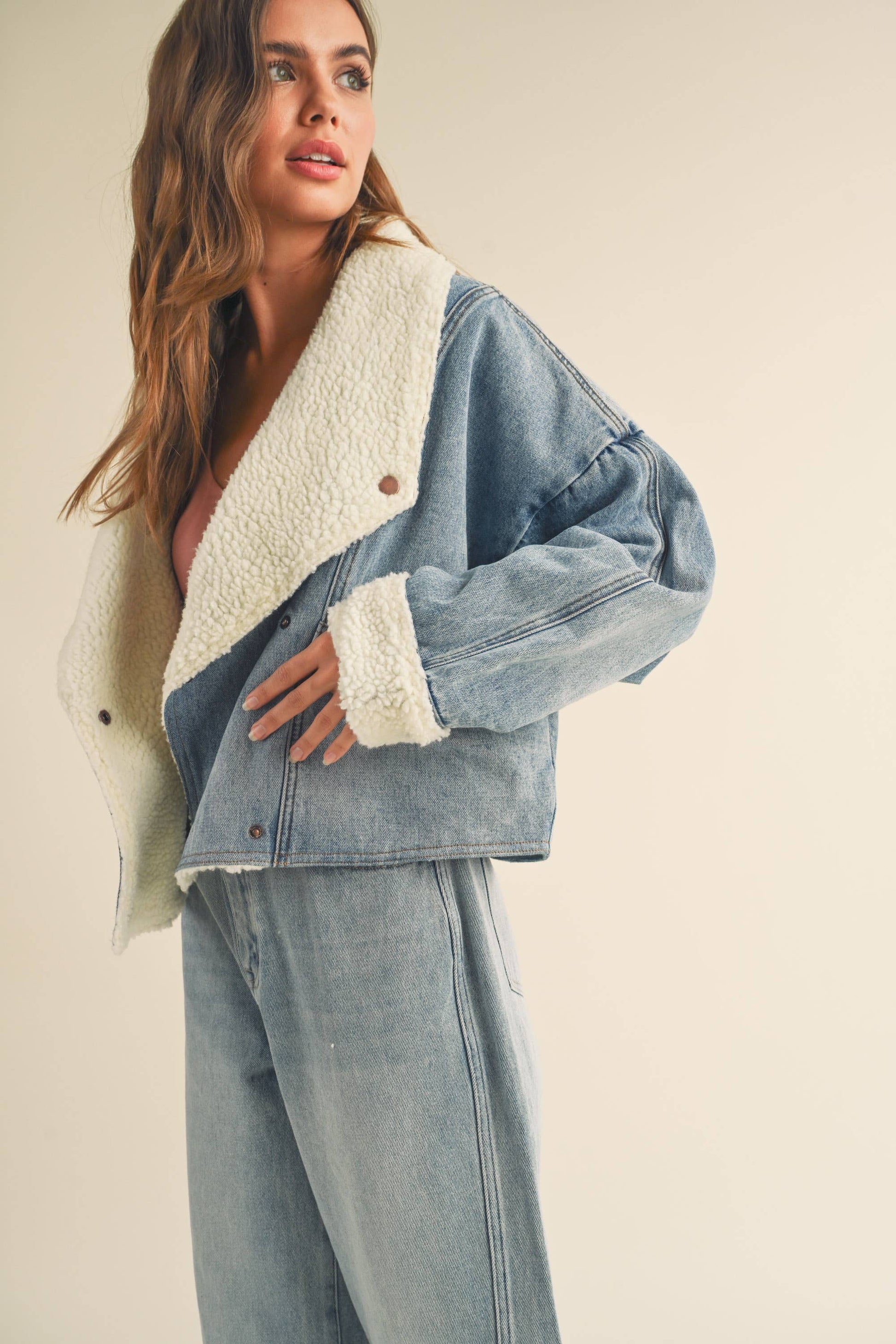 COLETTTE SHERPA LINED DENIM JACKET