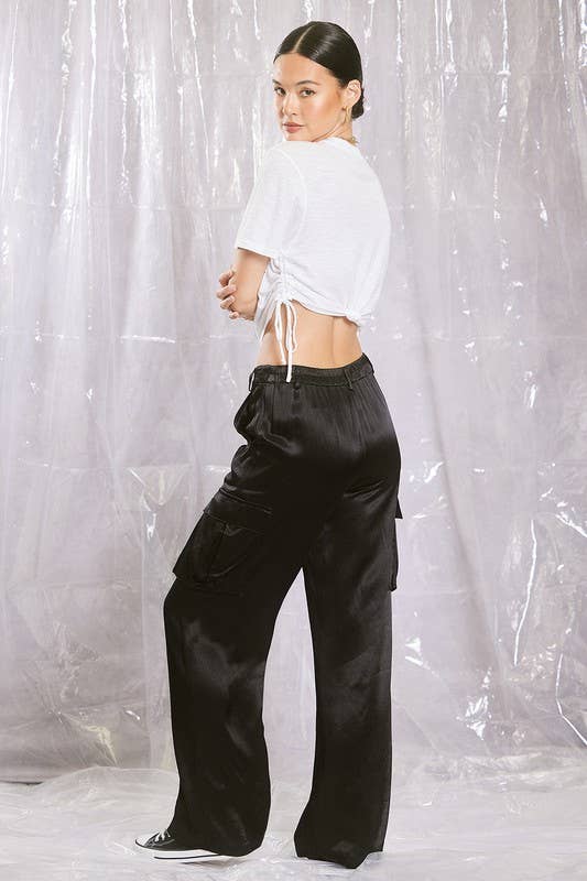 Harper Satin Cargo Pants